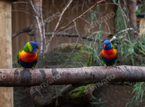 Preview: two parrots in rainbow colors