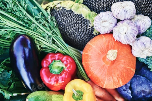 Preview: Close up of composition fresh seasonal vegetables