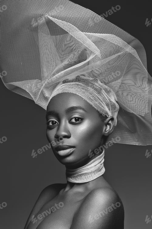 Preview: Beautiful african girl with veil hat
