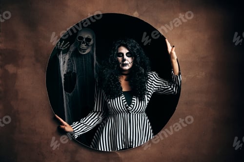 Preview: Woman posing in Halloween costume.