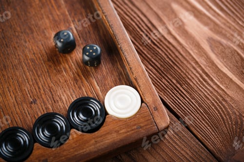 Preview: Backgammon. Game Field In A Backgammon With Cubes And Counters. Game Concept. Board Game. Hobby