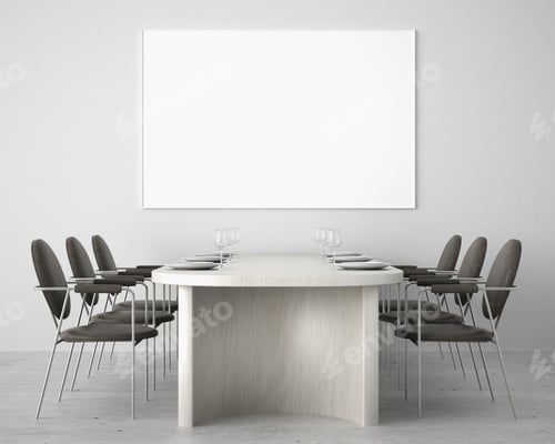 Preview: 3D Mockup photo frame in Modern interior of dining room