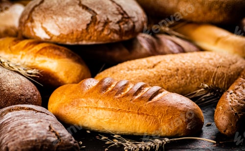 Preview: Different types of bread with spikelets.