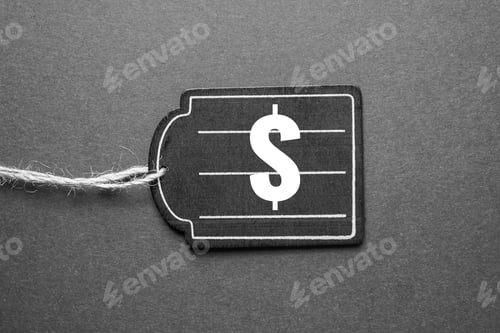 Preview: Monochrome Image of Tag With Dollar Sign