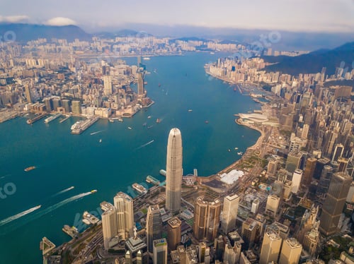 Preview: Hong Kong Downtown, China. Financial district in city in Asia. Skyscraper buildings