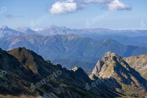 Preview: Mountain landscape. View of the valley from the top of the mountain