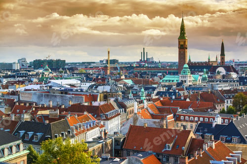 Preview: Copenhangen, Denmark Aerial View Of The Skyline.