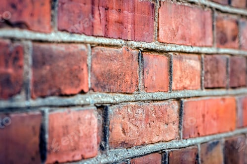 Preview: Red Brick Wall Close Up With Gray Mortar