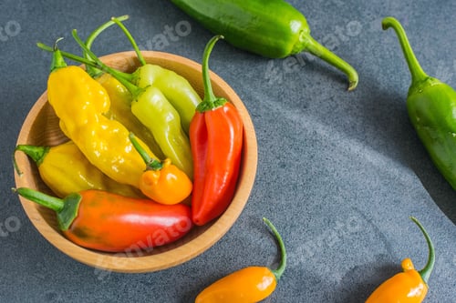 Preview: Closeup shot of fresh, colorful peppers