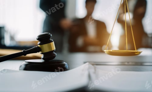 Preview: scales and auction hammer, the team meeting at the law firm behind the concept of in office law.