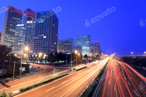 Preview: beijing cityscape at dusk with traffic