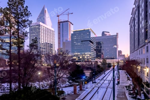Preview: charlotte north carolina city skyline after winted storm