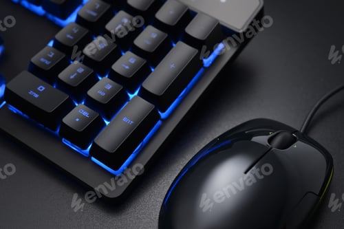 Preview: Black keyboard and wired mouse