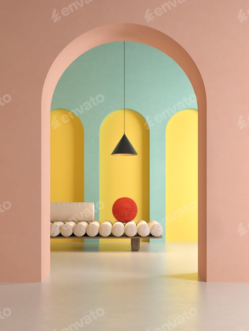 Preview: Memphis style conceptual interior room