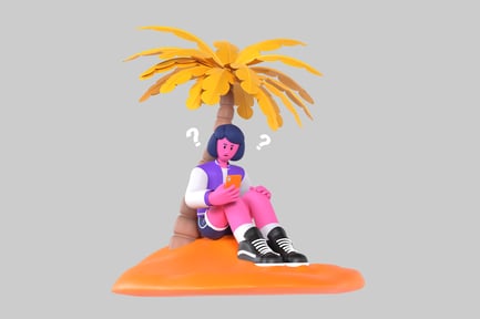 Preview: Seated girl with phone on beach