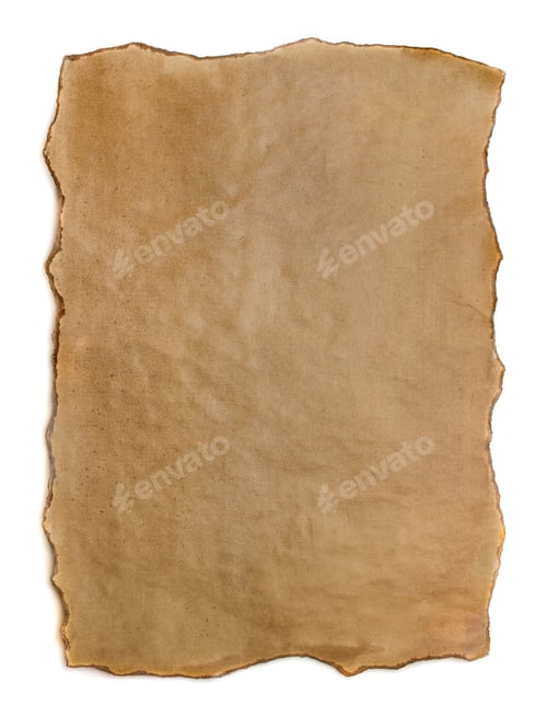 Preview: Vertical shot of a paper parchment on an isolated white background
