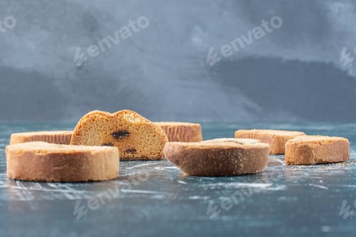 Preview: Chocolate cookies isolated on blue background