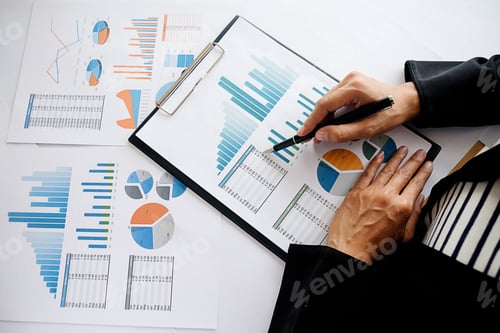 Preview: Administrator business man financial inspector and secretary making report calculating balance