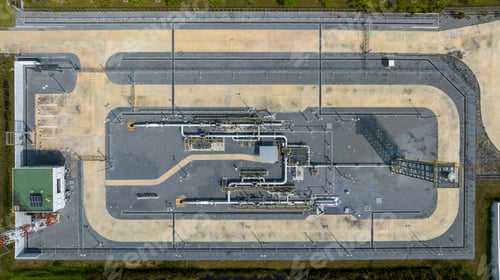 Preview: Aerial top view gas control station equipment, Natural gas supplies pipeline.