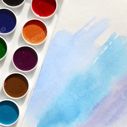 Preview: Watercolor Painting with Brush Strokes and Paint Set