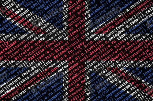 Preview: Great britain flag is depicted on the screen with the program code