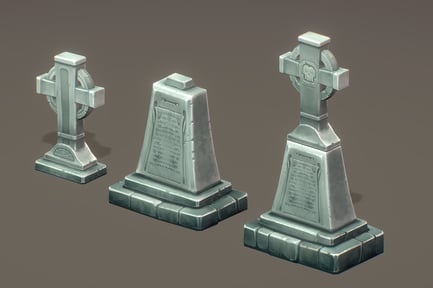 Preview: Grave Stone Set Medium - Hand Painted Series