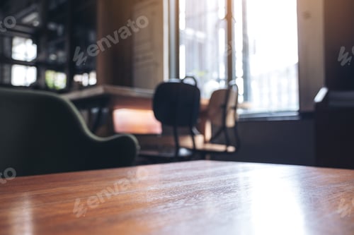 Preview: Wooden table and chairs in cafe