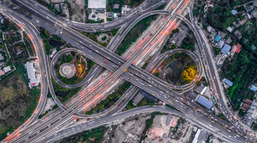 Preview: Aerial view elevated road and traffic junctions, Modern construction design traffic ways traffic.