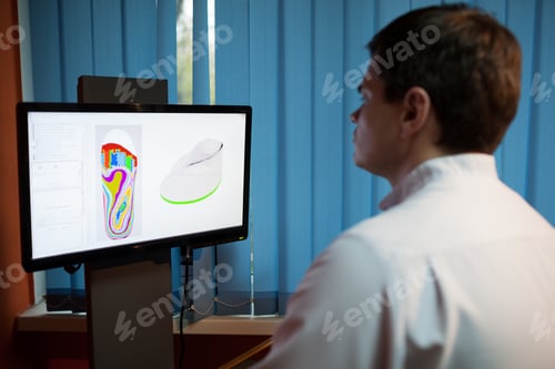 Preview: Orthopaedist at work with digital footstep model