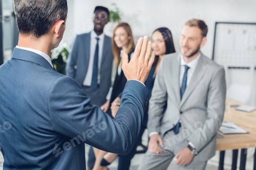 Preview: businesspeople having conversation in conference hall
