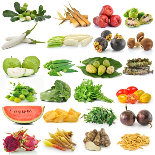 Preview: set of fruit and vegetable on white background