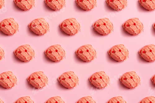 Preview: Seamless pattern of balls of natural ice cream on a pink background