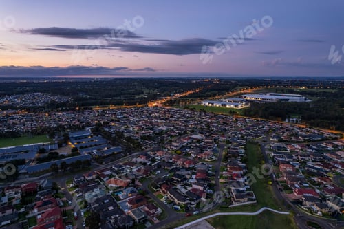 Preview: Aerial view of Horningsea Park during the evening in Australia