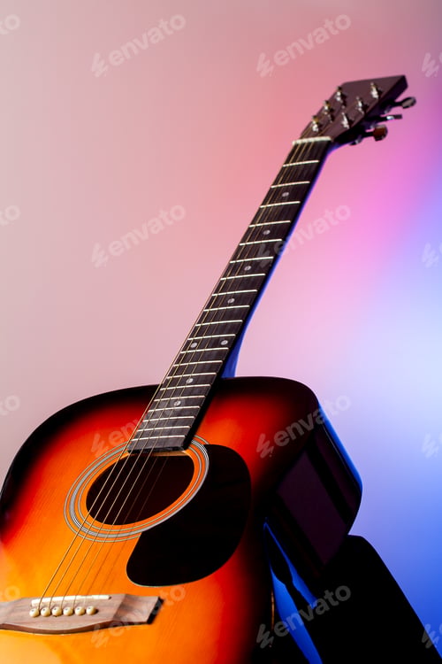 Preview: Acoustic guitar on a colored background