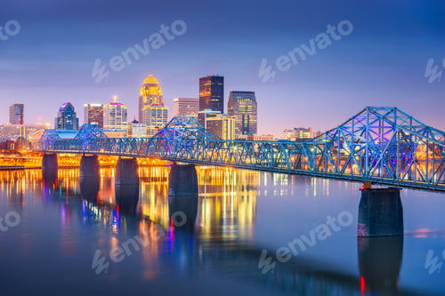 Preview: Louisville, Kentucky, USA downtown skyline on the Ohio River at
