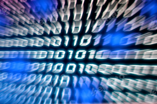 Preview: Computer binary number stream with a zoomed effect to represent visualizing data online the internet