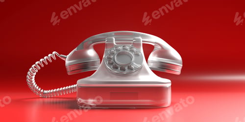 Preview: Telephone vintage on red background. 3d illustration