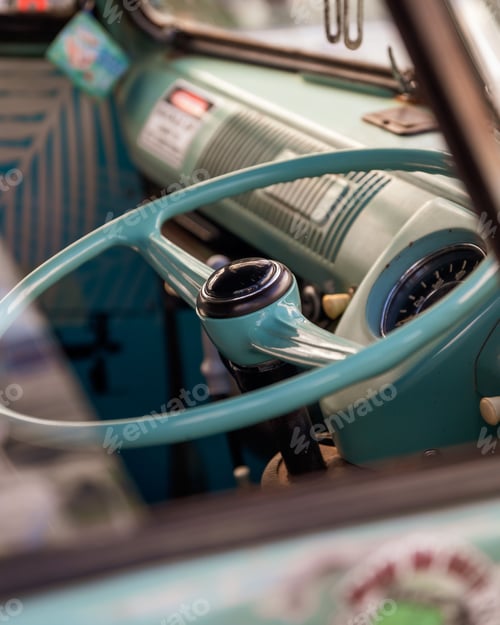 Preview: Interior of a blue vintage car