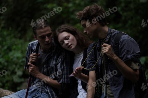Preview: Travel Adventures, Young people Hiking On Mountain And Enjoys Nature outdoor