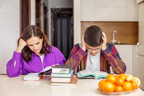 Preview: Teenagers Studying Hard for Exams at Home