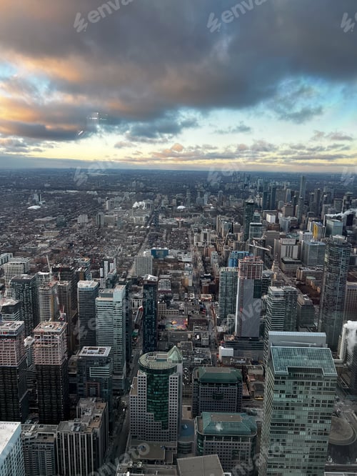 Preview: Skyscrapers from above during cloudy weather
