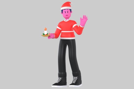 Aperçu: Une personne portant un bonnet de Père Noël tient une bougie avec des feuilles de houx.