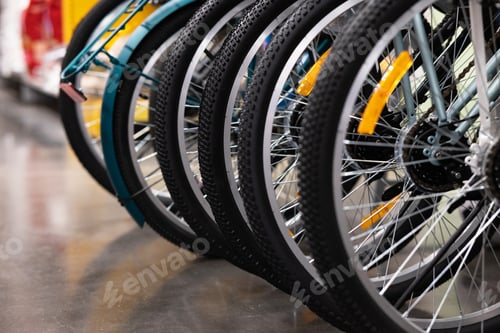 Preview: Bicycle shop, rows of new bicycles, cycling shop