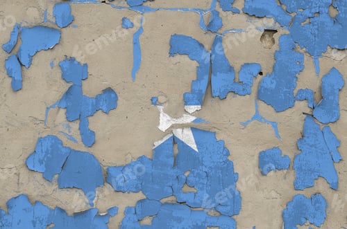 Preview: Somalia flag depicted in paint colors on old obsolete messy concrete wall close up