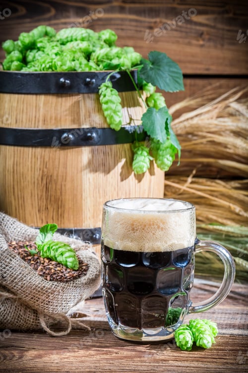 Preview: Dark beer with a big foam
