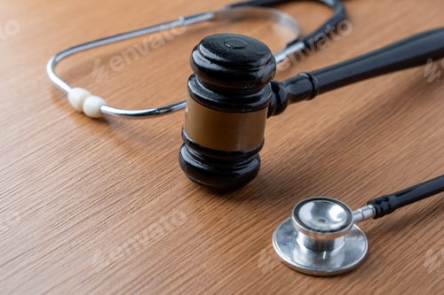 Preview: Conceptual image of a judge's gavel and a stethoscope.