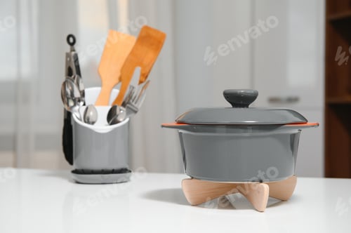 Preview: Grey pot ceramic on kitchen background