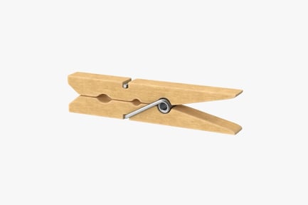 Preview: Classic Wooden Clothespin with Metal Spring