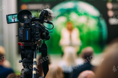 Preview: TV Camera at a Green Energy Public Media Event