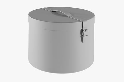 Aperçu: Boîte ronde en carton avec poignée et loquet en métal